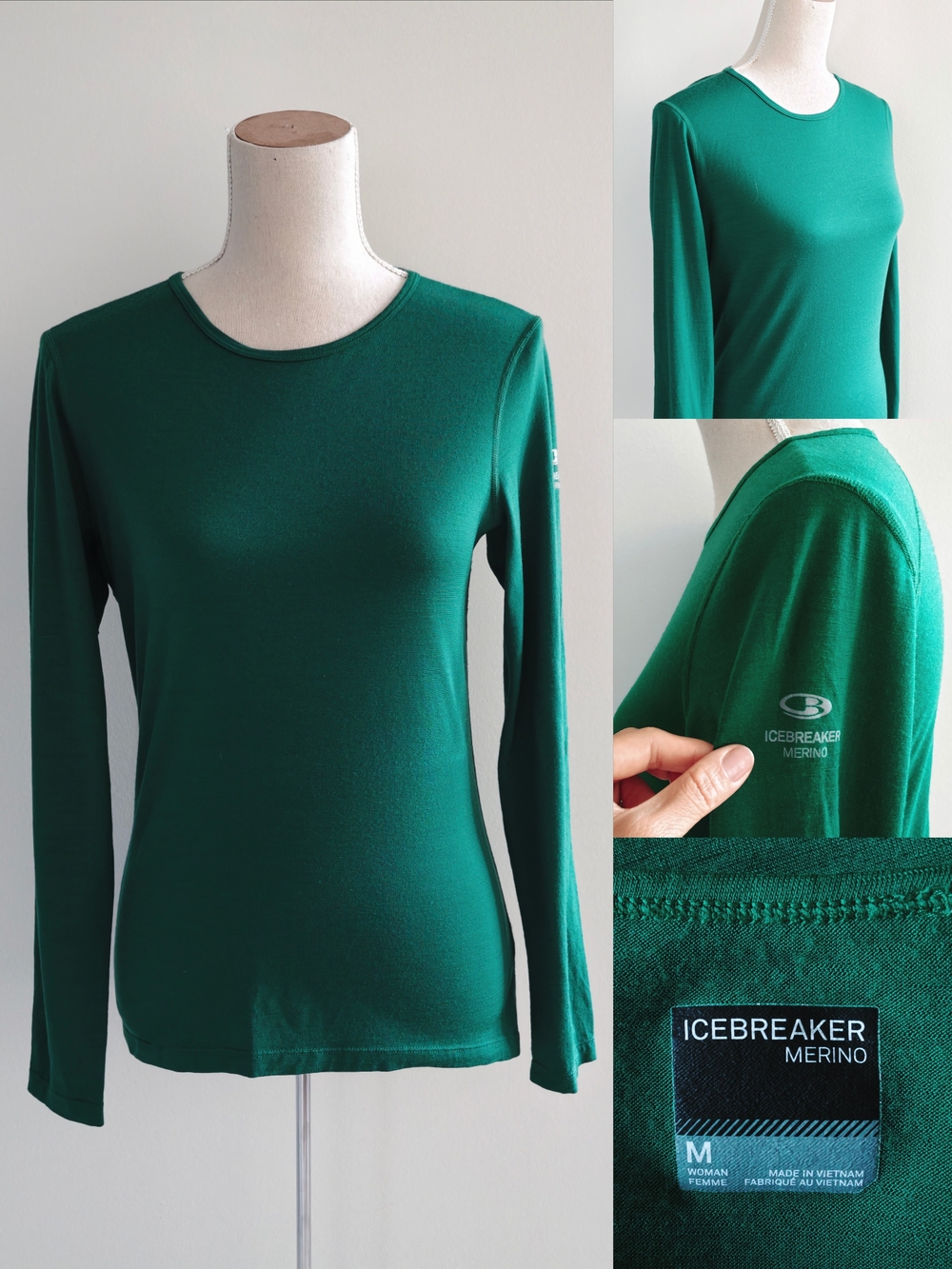 Icebreaker Women's Merino Long Sleeve Crew in Emerald Green